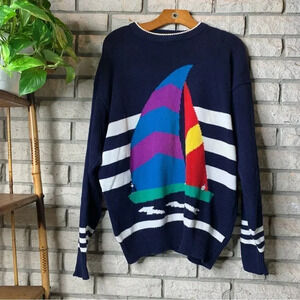 Vintage Multicolor Sailboat Sweater